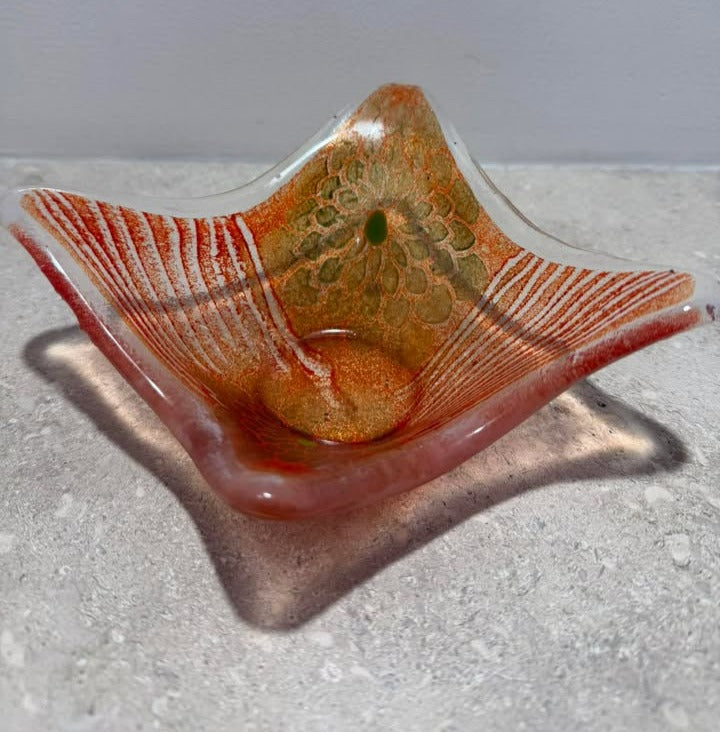 Orange Scraffito Dish