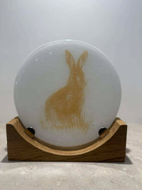 Gold Hare on White Background with stand