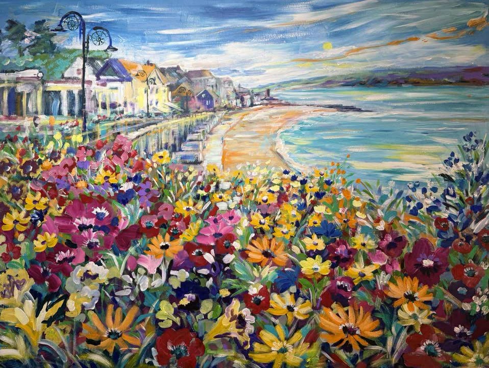 Lyme Regis - Beach Huts and Florals