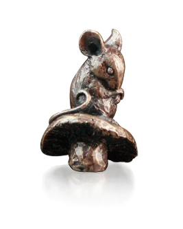 Butler & Peach Miniature Bronze Mouse on Toadstool